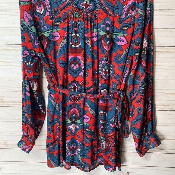 Motherhood Maternity Multicolor Floral Button Down Belted Tunic Top - Picture 15 of 16